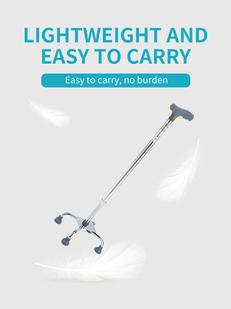 Aluminium Lightweight Walking Stick Non-Slip Four Legs Medical Supplies Crutches